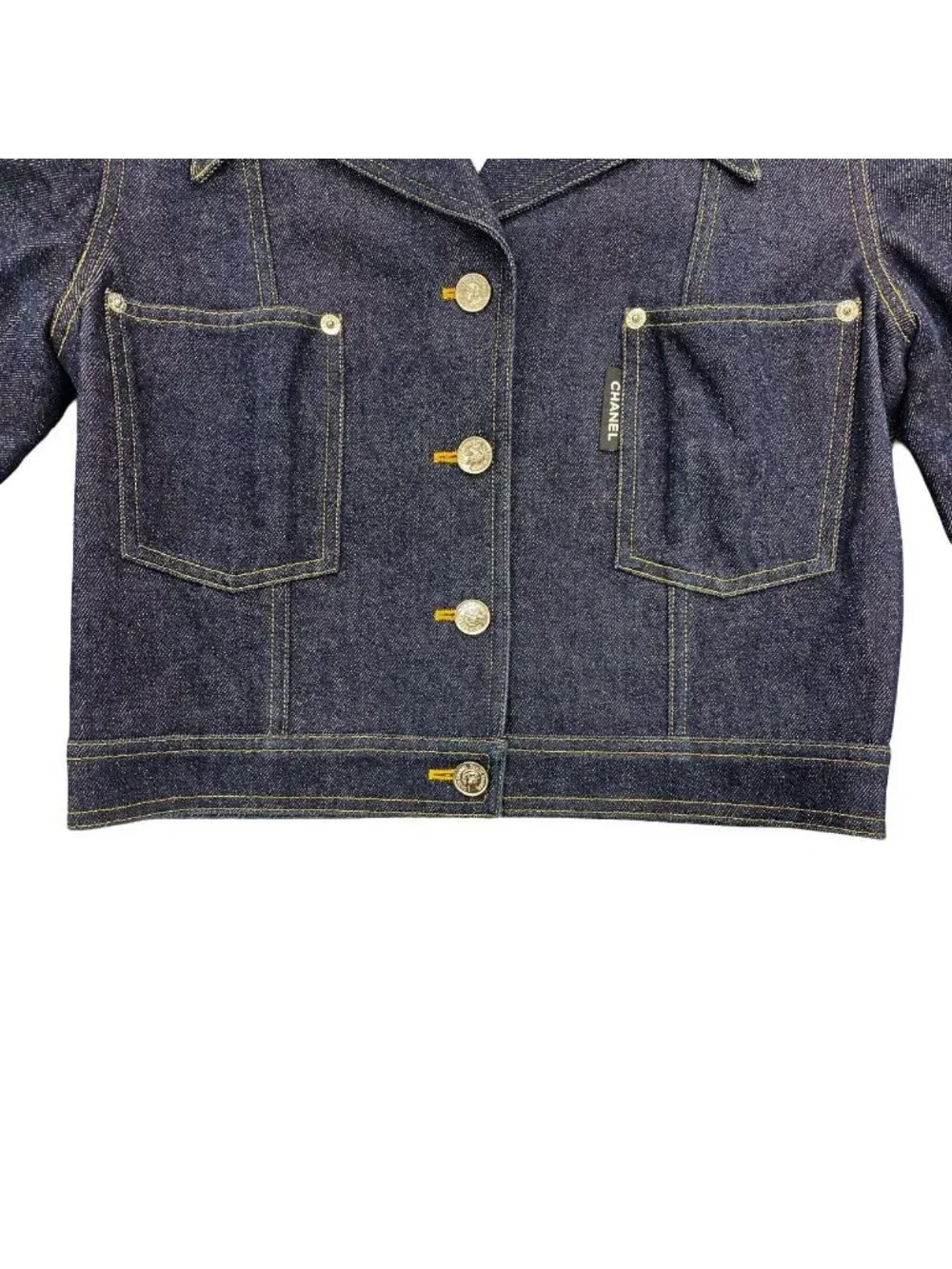 Chanel Vintage Cotton Denim Jacket 38 Blue